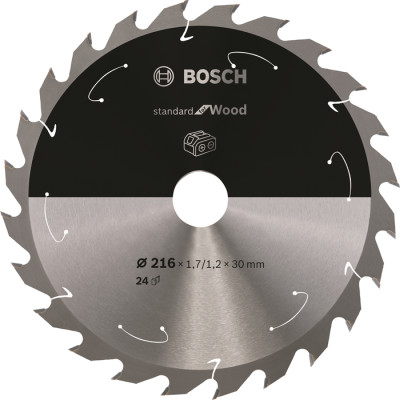 Plov kot Bosch Standard for Wood, 216 mm, 24 zubov w1 25 stupov