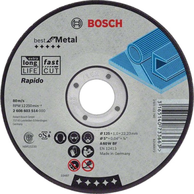 Rezací kotúč Bosch Best for Metal Rapido rovný, pr. 125 mm