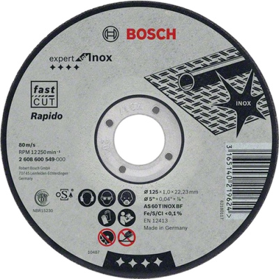 Rezací kotúč Bosch Standard for Inox rovný, hr. 1 mm, pr. 115 mm