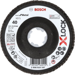 Vejárovitý kotúč X571 Bosch X-LOCK Best for Metal, fibrová doska, prelis, 115 mm, P 40