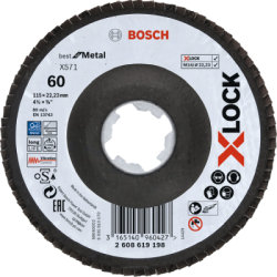 Vejárovitý kotúč X571 Bosch X-LOCK Best for Metal, fibrová doska, prelis, 115 mm, P 60
