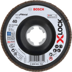 Vejárovitý kotúč X571 Bosch X-LOCK Best for Metal, plastová doska, prelis, 115 mm, P 40