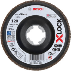 Vejárovitý kotúč X571 Bosch X-LOCK Best for Metal, plastová doska, prelis, 115 mm, P 120