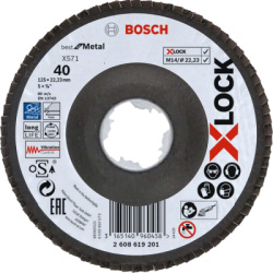 Vejárovitý kotúč X571 Bosch X-LOCK Best for Metal, fibrová doska, prelis, 125 mm, P 40